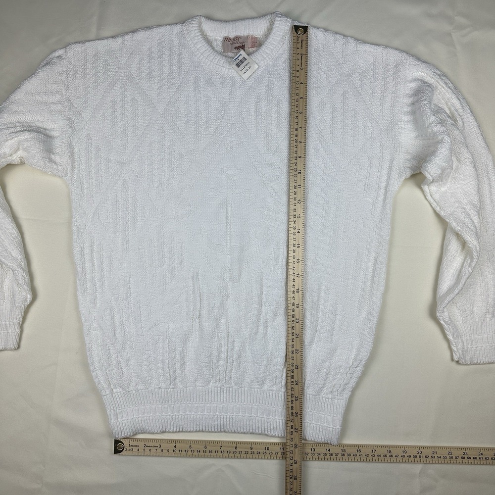 NOS VTG  80s The Fox Collection Sweater White Knit Crewneck USA Mens L Nautical - Picture 6 of 11